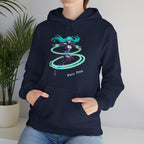 Anime Hoodie Vera Flux Neon Time Loop Girl Glowing Spiral Power Futuristic Hoodie Epic Anime Apparel Black Fleece Medium Fit Matching Print