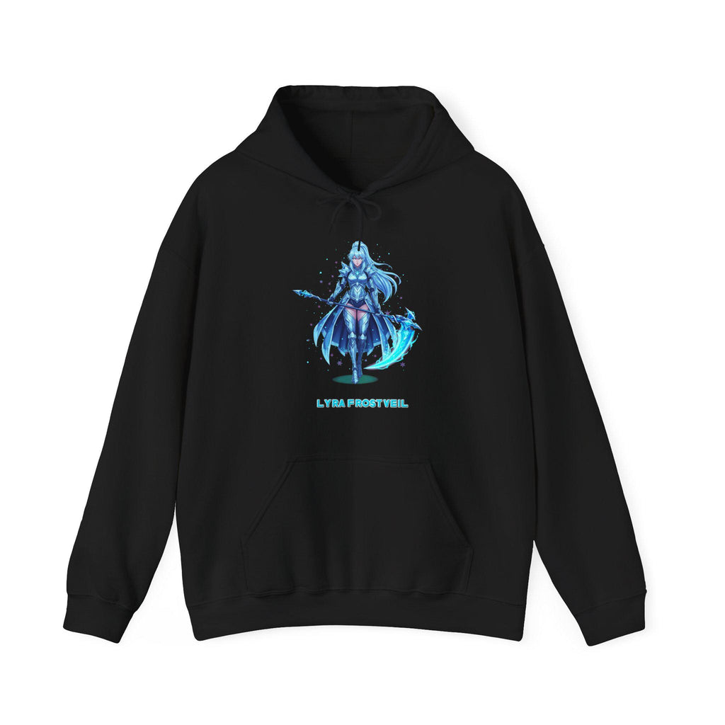 Ice Anime Girl Hoodie, Lyra Frostveil | Winter Warrior Design | Magical Ice Powers | Epic Anime Apparel