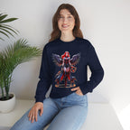 Anime Dark Sorceress Sweatshirt Red Winged Mage Crewneck Gothic Fantasy Girl Gift for Anime Fans and Gamers