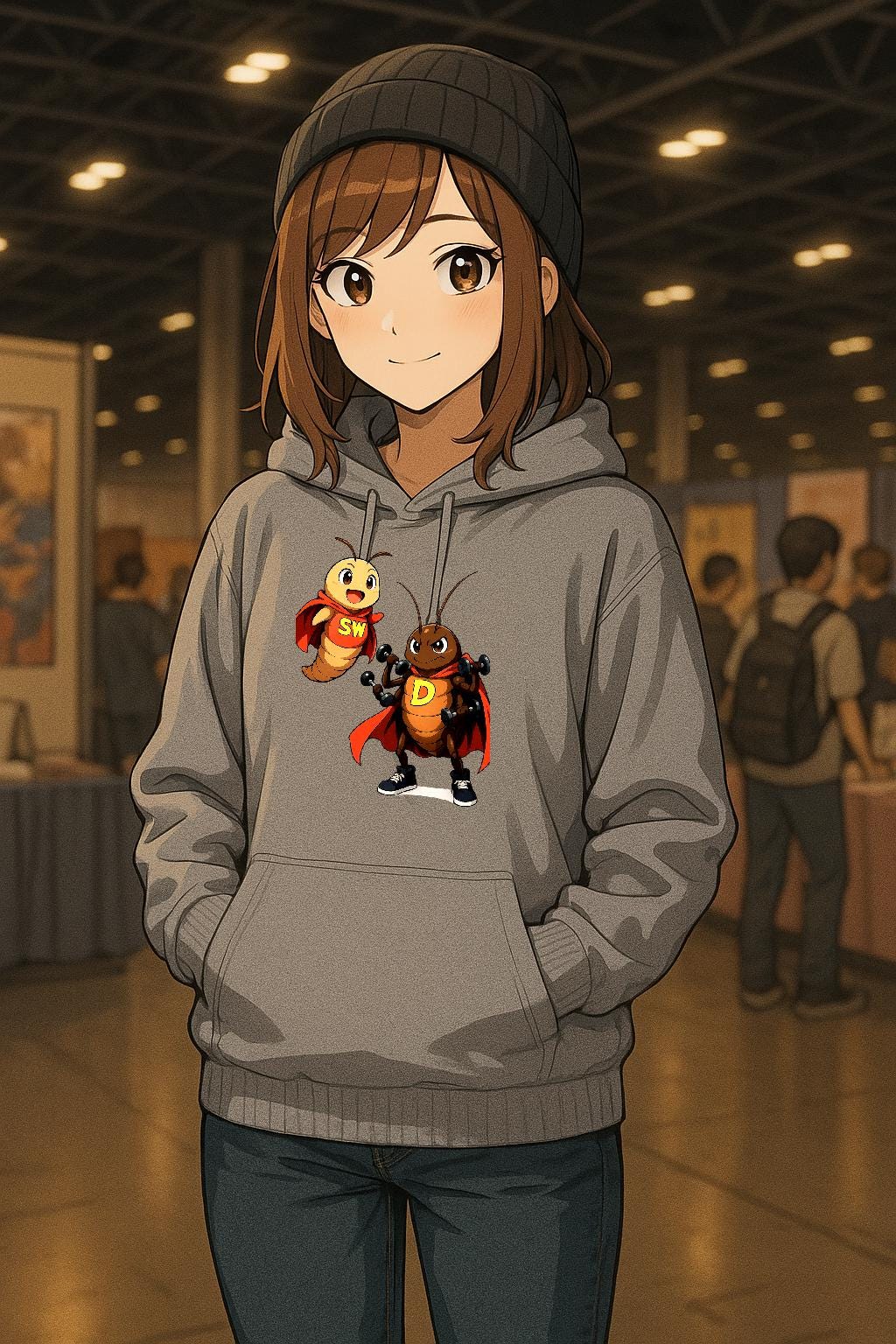 Superbug Duo Hoodie Funny Cartoon Insect Sweatshirt Cute Nerdy Gift for Anime Fans and Gamers