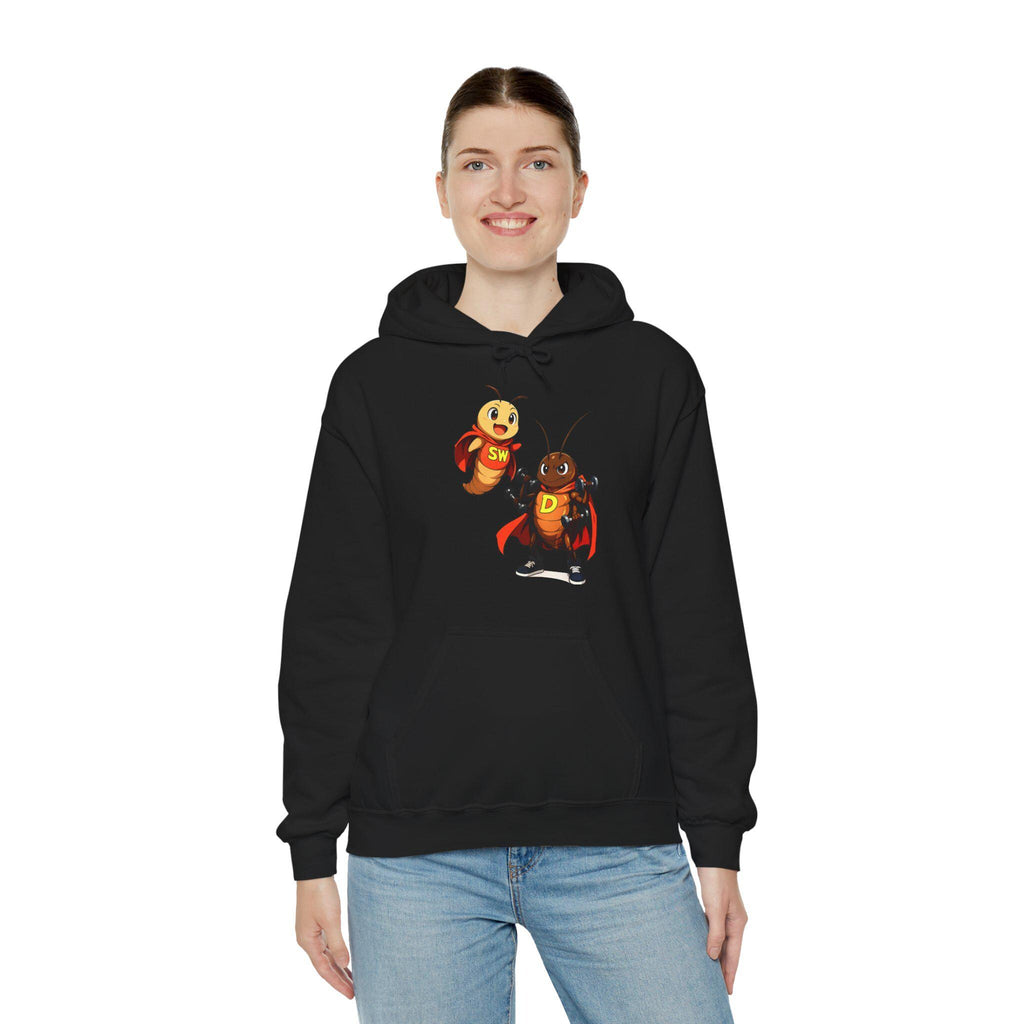 Superbug Duo Hoodie Funny Cartoon Insect Sweatshirt Cute Nerdy Gift for Anime Fans and Gamers
