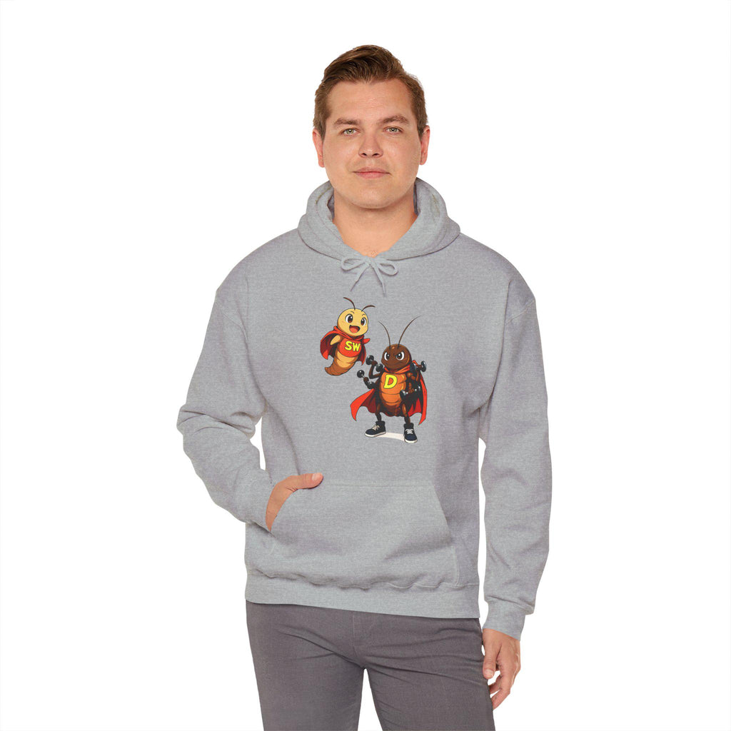 Superbug Duo Hoodie Funny Cartoon Insect Sweatshirt Cute Nerdy Gift for Anime Fans and Gamers