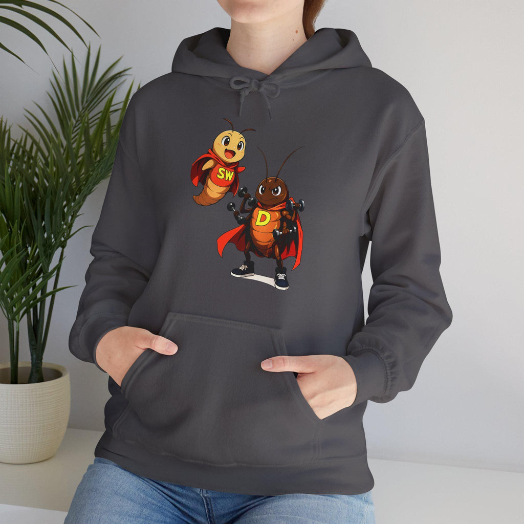Superbug Duo Hoodie Funny Cartoon Insect Sweatshirt Cute Nerdy Gift for Anime Fans and Gamers
