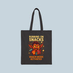 Running on Snacks Tote | Funny Goblin Anime Style Canvas Tote | Snack Mode Activated Gift for Foodies, Gamers, Students, and Gremlin Girls
