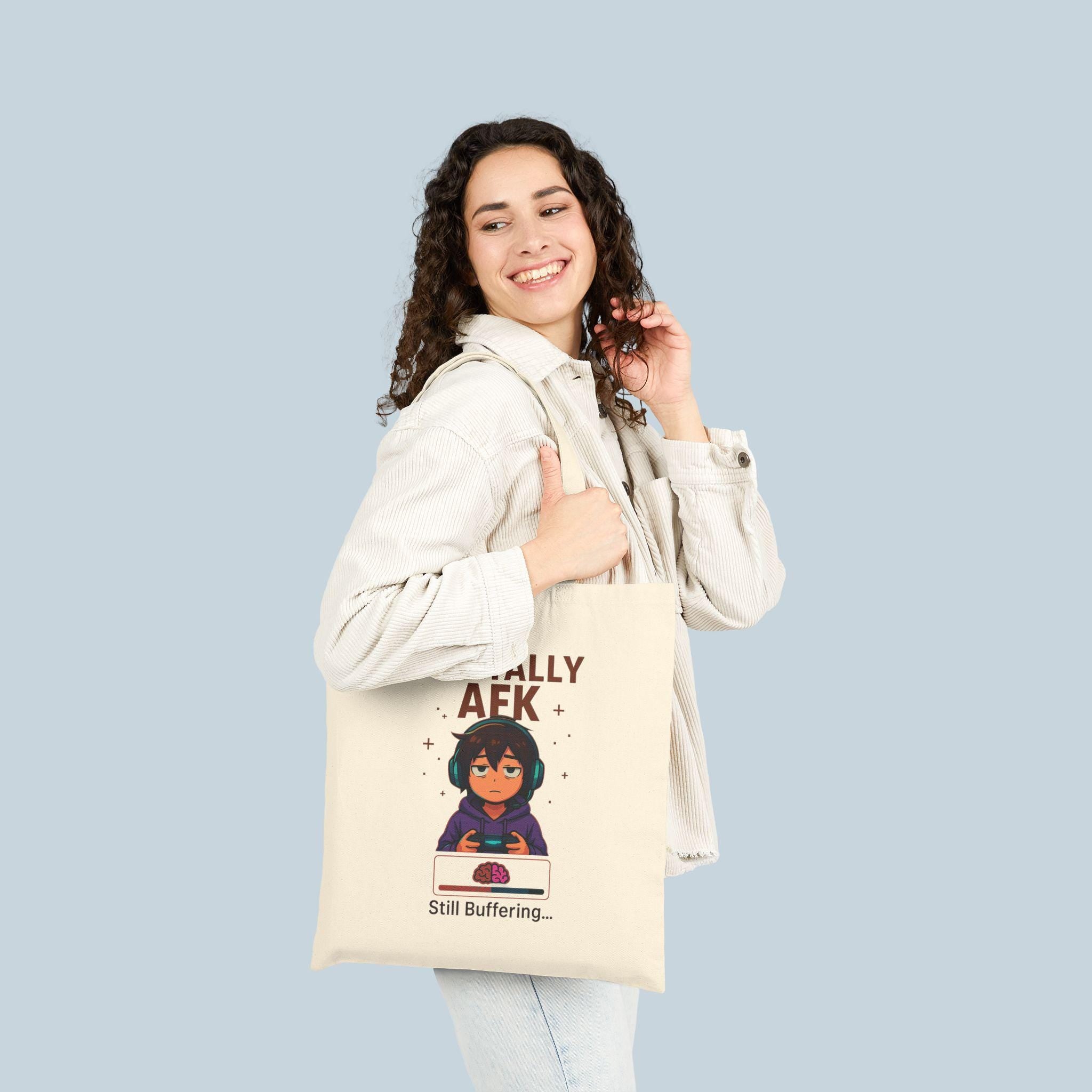 Mentally AFK Gamer Tote Bag Funny Anime Gift for Gamers Still Buffering Gaming Humor Lightweight Shopping Bag