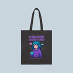 Introvert Energy Only Tote Bag Funny Lo-Fi Anime Girl Anxiety Gift for Shy People and Chill Vibes Fans