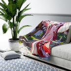 Sakura Kimono Girl Sherpa Blanket Anime Spring Cozy Gift for Japan Lovers and Dreamers