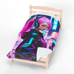 Cyberpunk Velveteen Plush Blanket, Cozy Throw for Gamers, Futuristic Home Decor, Soft Blanket for Home, Gift for Tech Lovers
