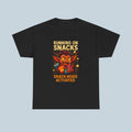 Funny Snack Mode T Shirt for Gamers and Food Lovers, Running on Snacks Graphic Tee, Snack Attack Shirt for Men Women Kids