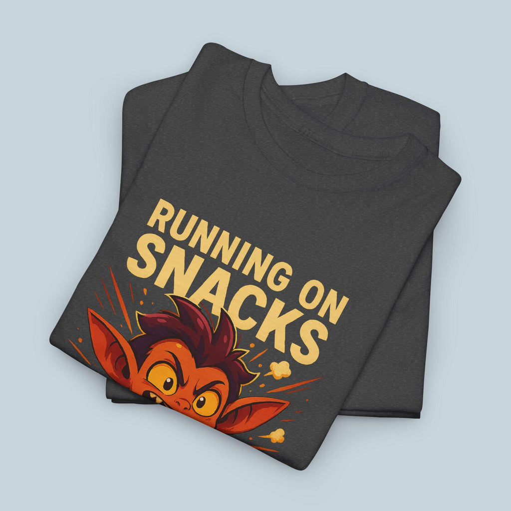 Funny Snack Mode T Shirt for Gamers and Food Lovers, Running on Snacks Graphic Tee, Snack Attack Shirt for Men Women Kids