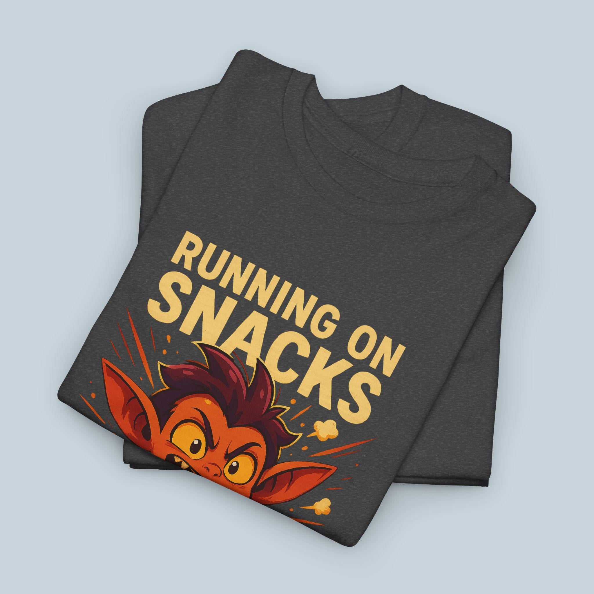 Funny Snack Mode T Shirt for Gamers and Food Lovers, Running on Snacks Graphic Tee, Snack Attack Shirt for Men Women Kids