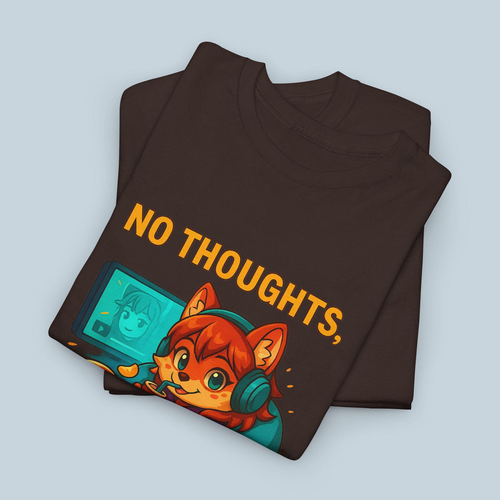 No Thoughts Just Snacks Shirt Anime Gamer Fox Tee Cozy Snack Time Kawaii Cute Gift for Anime Lovers and Coders
