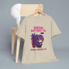 Social Battery 1 Percent Shirt Cute Anime Introvert Tee Funny Kawaii Chibi T Shirt for Low Energy Days Cozy Gift Idea