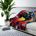 Anime Lightning Hero Sherpa Blanket Neon Glow Superpower Character Design Cozy Gift for Anime Fans and Gamers