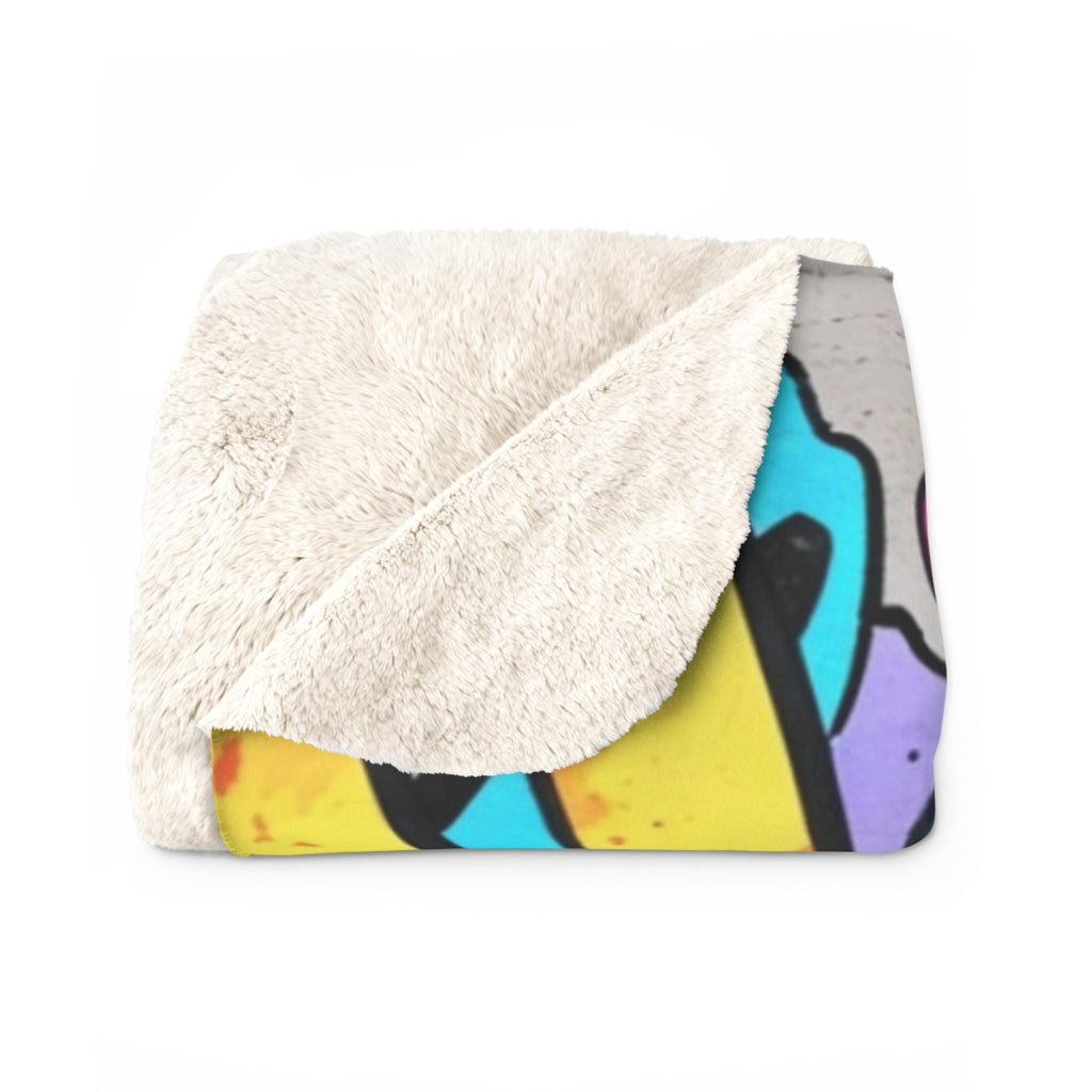 Graffiti Anime Girl Sherpa Blanket Street Art Neon Cozy Gift for Anime Fans and Gamers