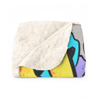 Graffiti Anime Girl Sherpa Blanket Street Art Neon Cozy Gift for Anime Fans and Gamers