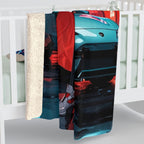 Cyberpunk Anime Girl Sherpa Blanket Neon Street Night City Cozy Gift for Gamers and Collectors