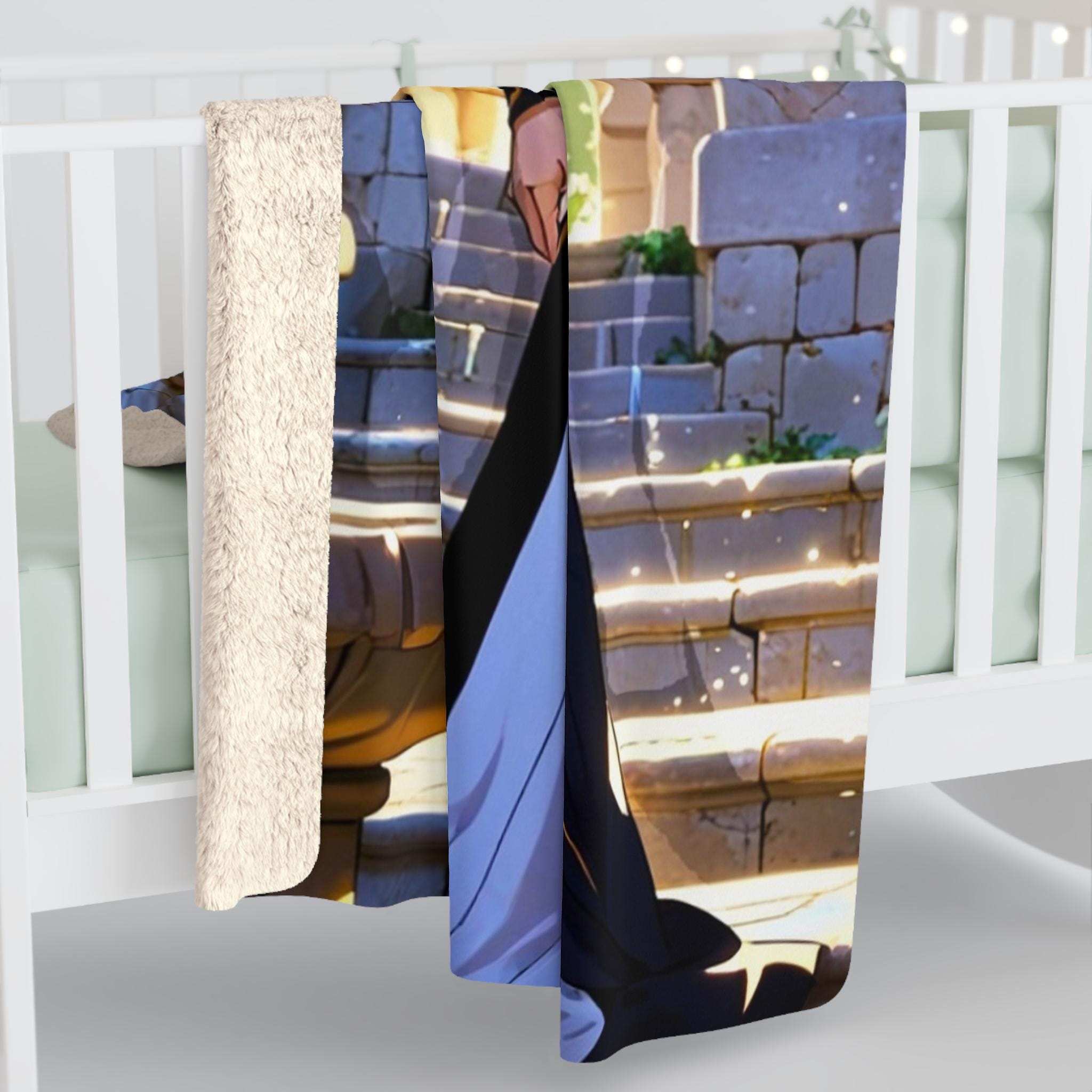 Romantic Anime Couple Sherpa Blanket Fantasy Castle Cozy Gift for Anime Lovers and Dreamers