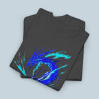 Blue Dragon Spirit Anime T Shirt Neon Fire Fantasy Graphic Tee for Gamers and Anime Fans