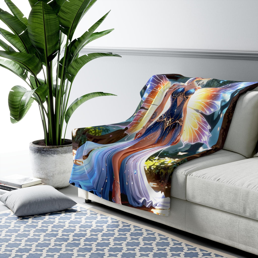 Fairy Queen Sherpa Blanket Glowing Wings Fantasy Anime Cozy Gift for Dreamers and Collectors