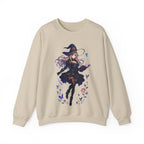 Anime Witch Girl Sweatshirt Purple Magic Butterfly Design Cozy Kawaii Fall Witchcore Gift for Anime Lovers and Gamers