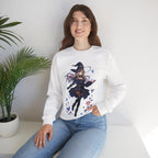 Anime Witch Girl Sweatshirt Purple Magic Butterfly Design Cozy Kawaii Fall Witchcore Gift for Anime Lovers and Gamers