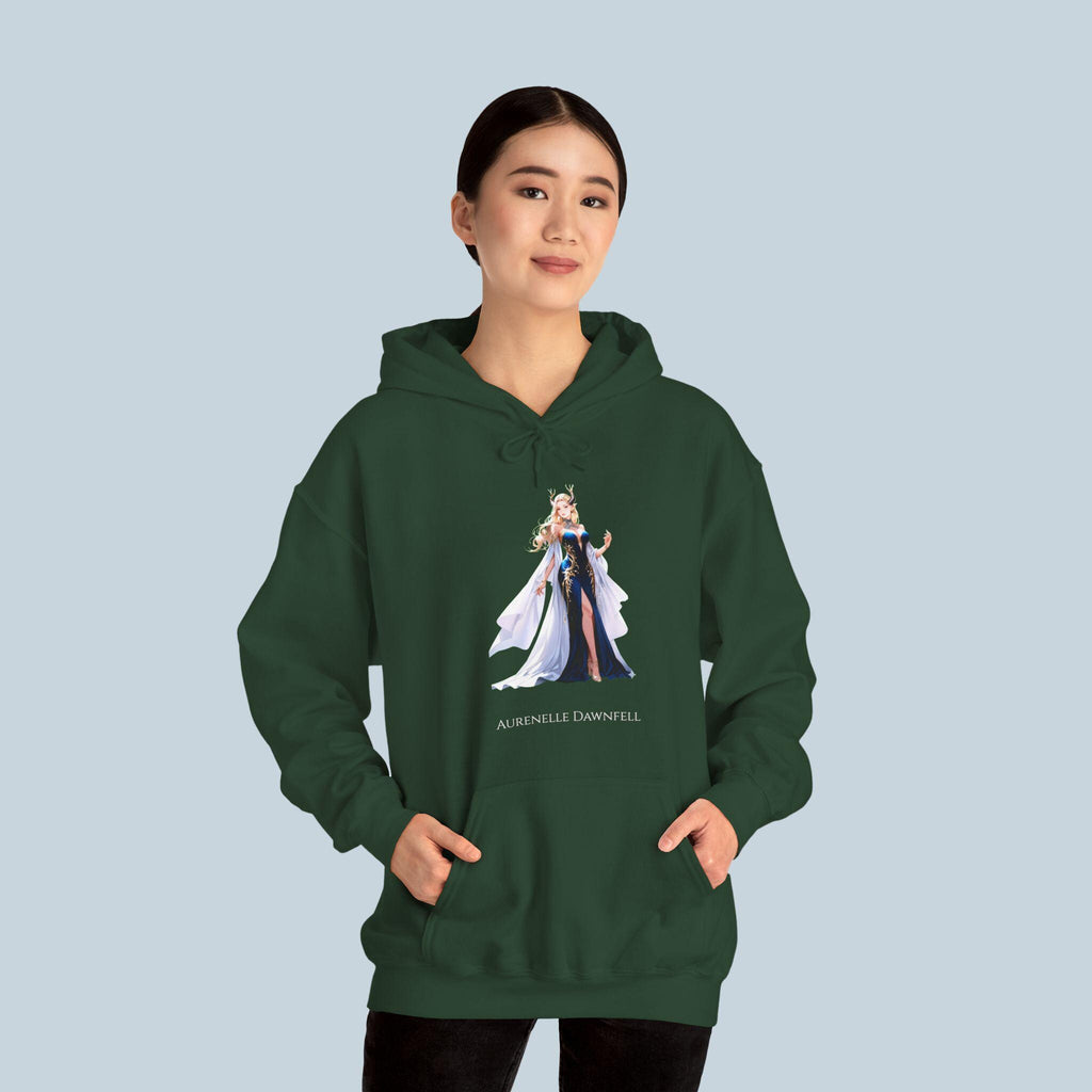 Fantasy Elf Queen Hoodie Anime Style Aurenelle Dawnfell Sweatshirt Elegant Magic Cape Gift for Fantasy Lovers and Gamers