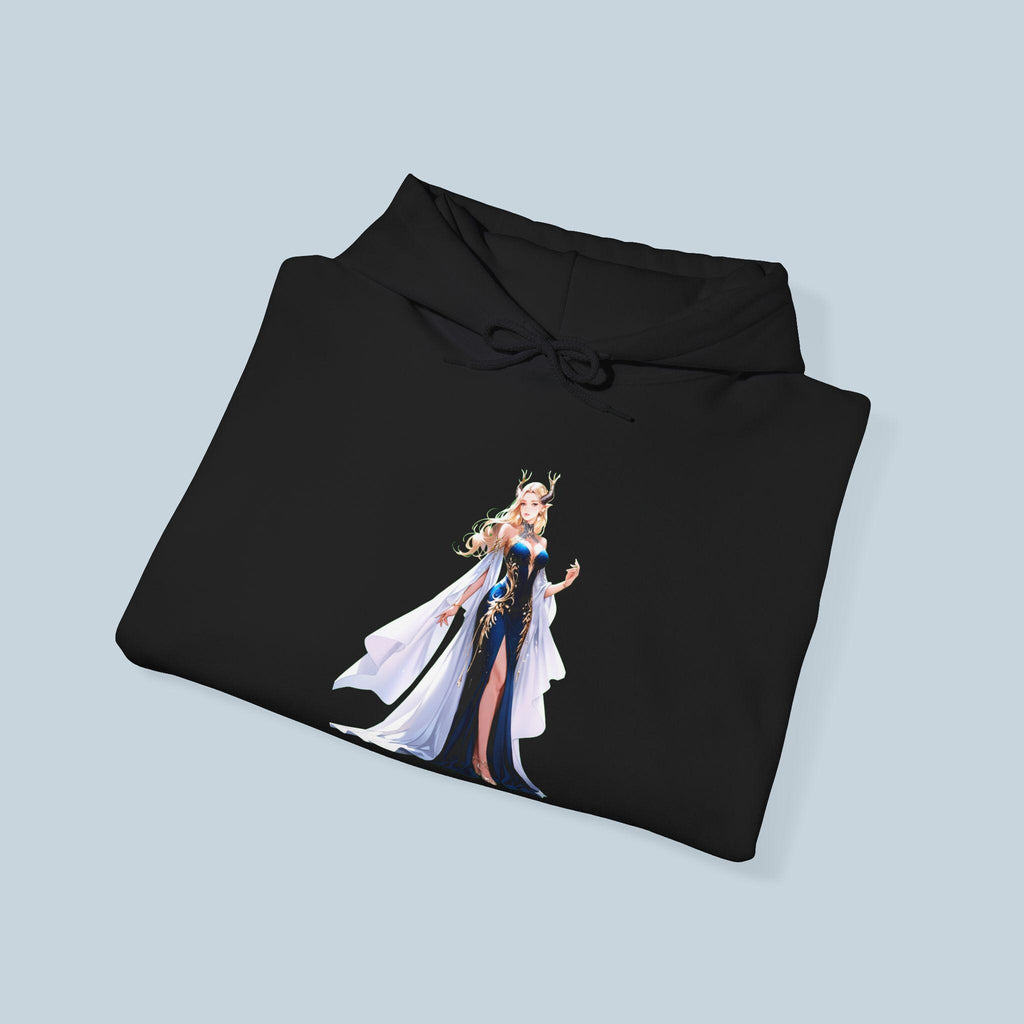 Fantasy Elf Queen Hoodie Anime Style Aurenelle Dawnfell Sweatshirt Elegant Magic Cape Gift for Fantasy Lovers and Gamers