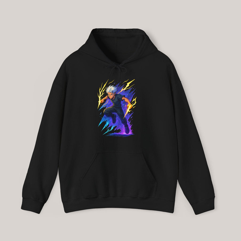 Anime Lightning Hero Hoodie Neon Glow Streetwear Electric Power Gift for Anime Lovers and Gamers