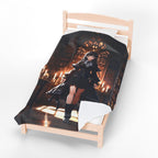Gothic Anime Girl Blanket Cozy Fleece Throw Dark Academia Library Art Gift for Anime Lovers and Otaku Fans