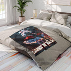 Anime Gothic Girl Fleece Blanket Red Lolita Gun Art Throw Edgy Streetwear Gift for Anime Fans and Otaku Decor