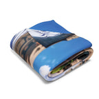 Futuristic Anime Girl Blanket, Silver-Haired Warrior Fleece Throw | Sci-Fi Armor Mecha Style Art | Gamer Room Bedding | Epic Anime Apparel