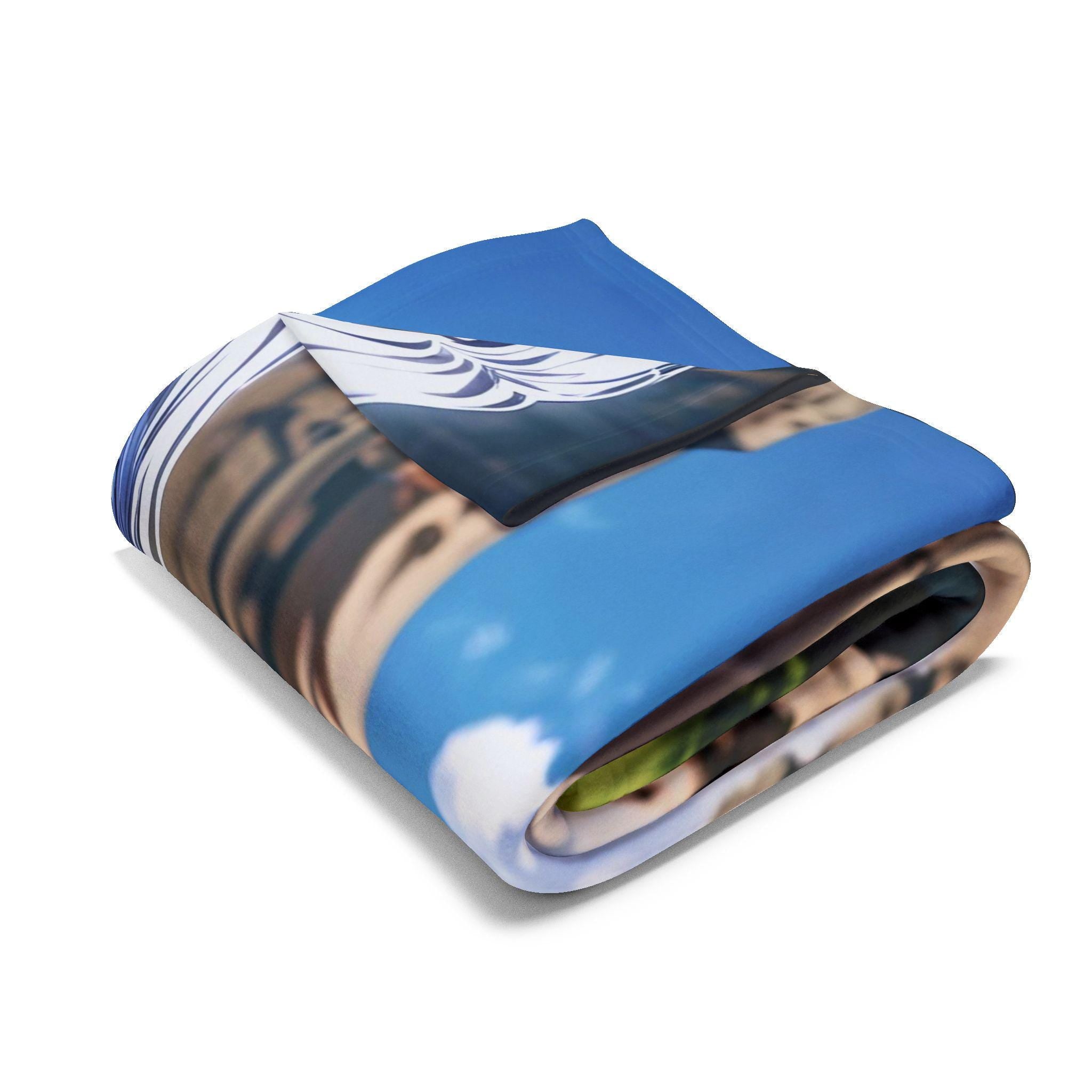 Futuristic Anime Girl Blanket, Silver-Haired Warrior Fleece Throw | Sci-Fi Armor Mecha Style Art | Gamer Room Bedding | Epic Anime Apparel