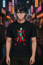 Anime Mecha Hoodie Green Red Warrior Cyber Armor Pullover Streetwear Techwear Gift for Gamers and Anime Fans