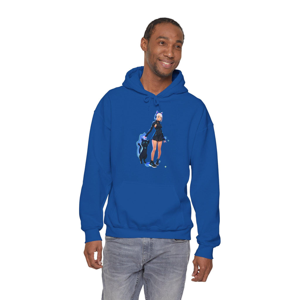 Cyber Cat Girl Hoodie Neon Anime Streetwear Cute Futuristic Techwear Hoodie Gift for Anime Fans and Gamers