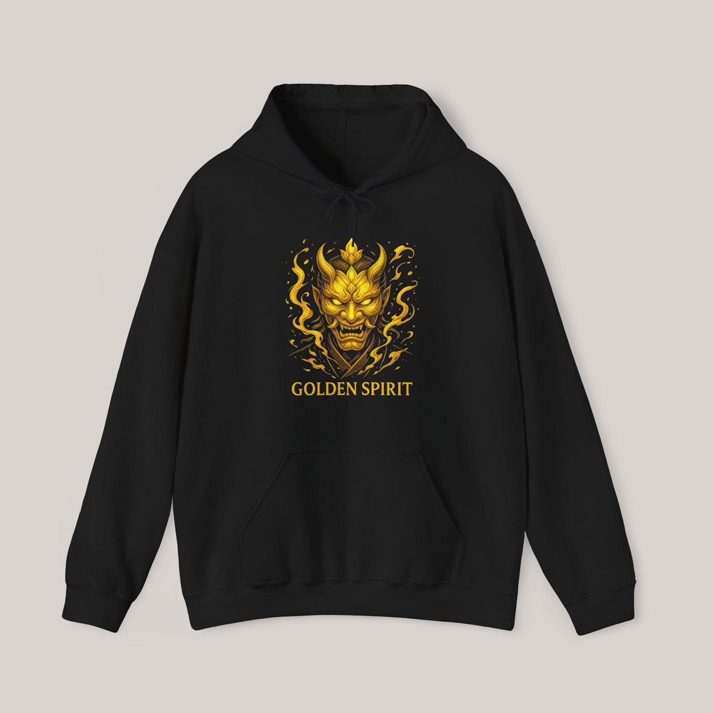 Golden Spirit Hoodie Japanese Demon Mask Sweatshirt Mythic Oni Anime Streetwear Gift for Him Her