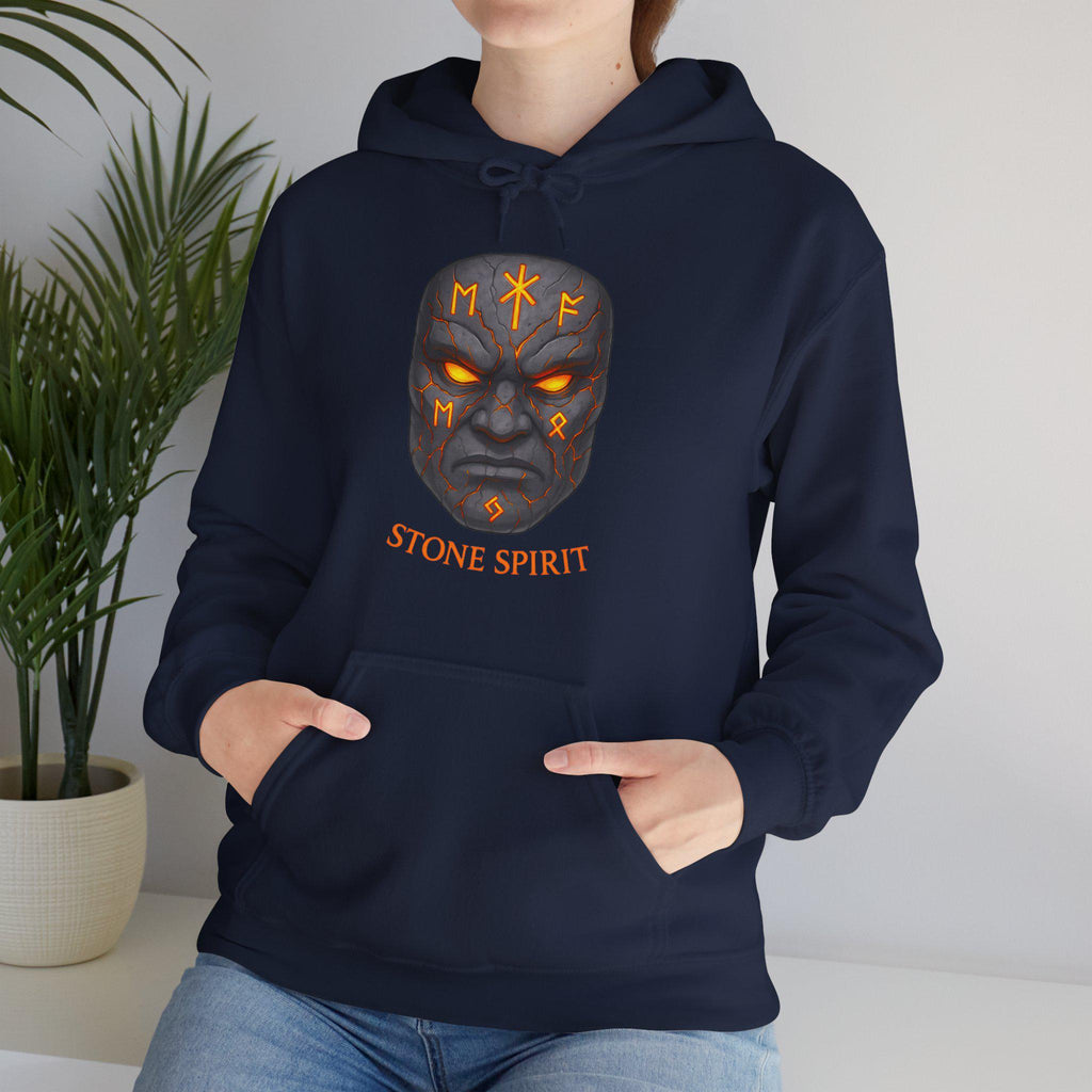 Stone Spirit Hoodie Glowing Rune Mask Sweatshirt Earth Power Mythic Anime Streetwear Gift for Him Her