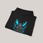 Thunder Spirit Hoodie Anime Oni Mask Electric Blue Lightning Gift for Gamers and Anime Fans
