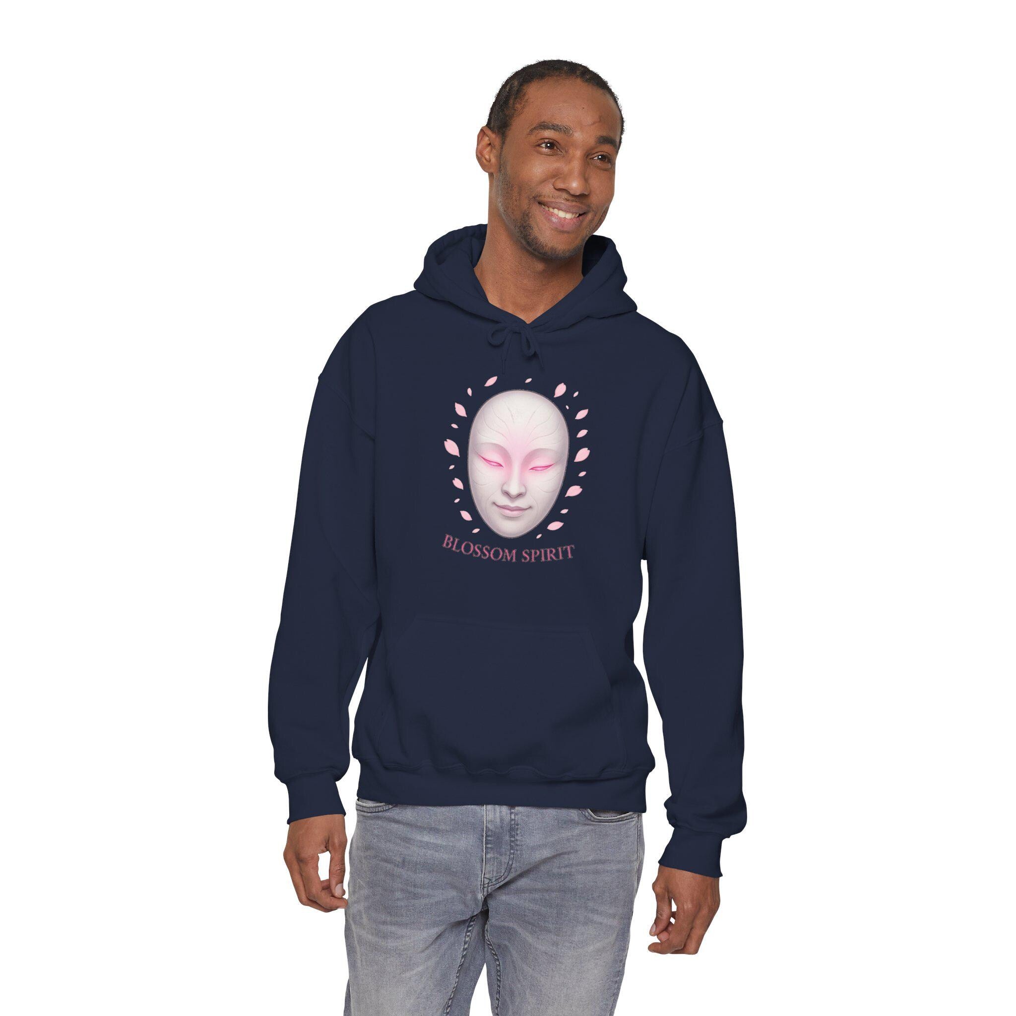Blossom Spirit Anime Hoodie Cherry Blossom Mask Aesthetic Japanese Streetwear Pullover Hoodie Gift for Anime Fans and Dreamers