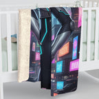 Astra Korrin Anime Blanket Cyberpunk Girl Sherpa Throw Futuristic Techwear Gift for Gamers and Anime Fans