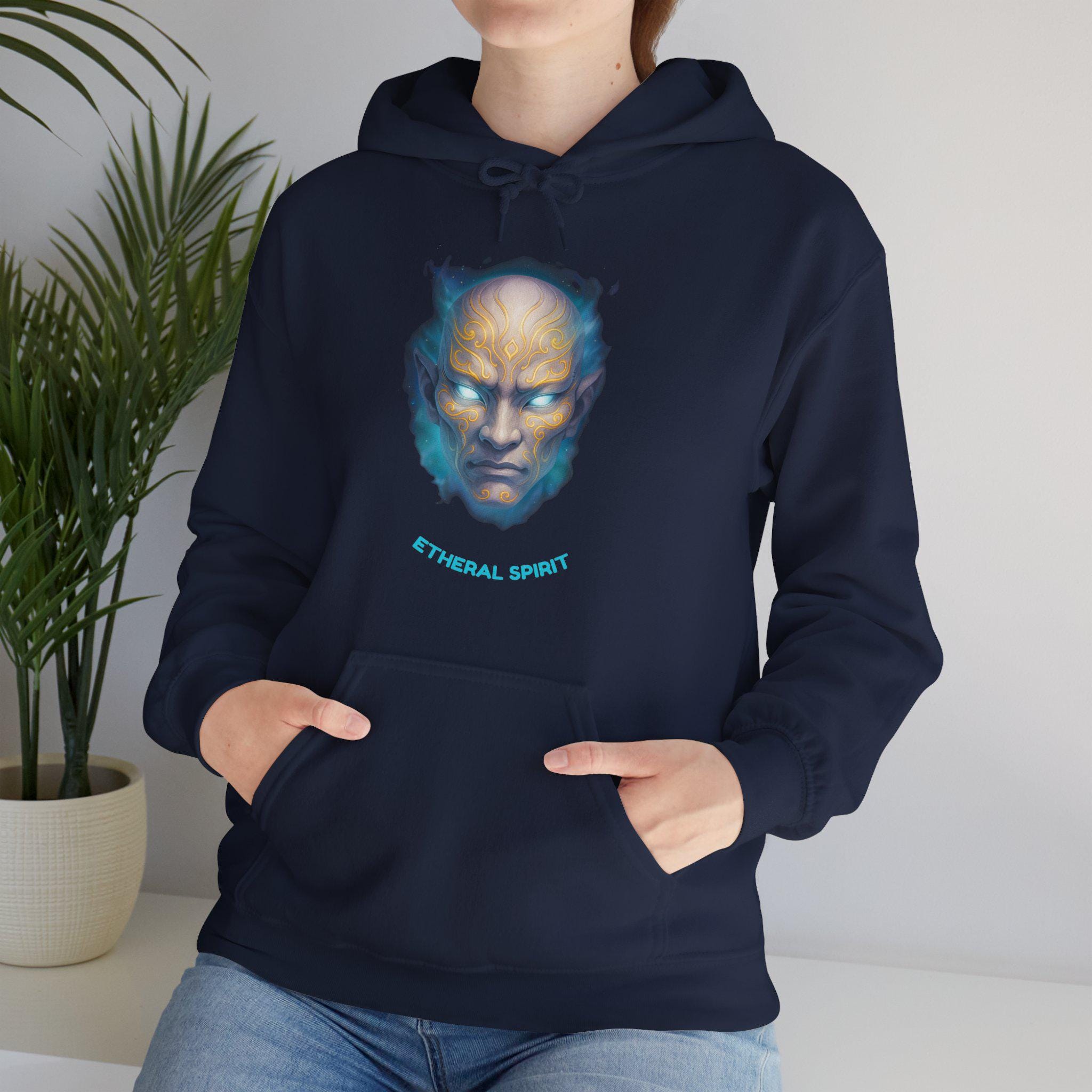 Ethereal Spirit Hoodie Anime Glow Face Pullover Gift for Gamers and Fantasy Fans Streetwear Mystic Aura