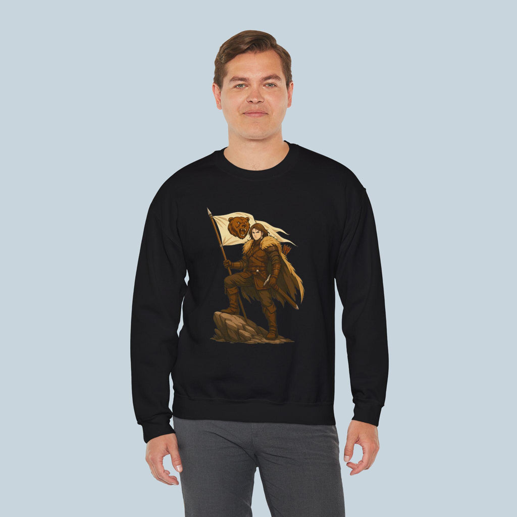 Bear Warrior Sweatshirt Fantasy Anime Style Gift for RPG Fans Medieval Barbarian Aesthetic Cozy Geeky Streetwear for Gamers