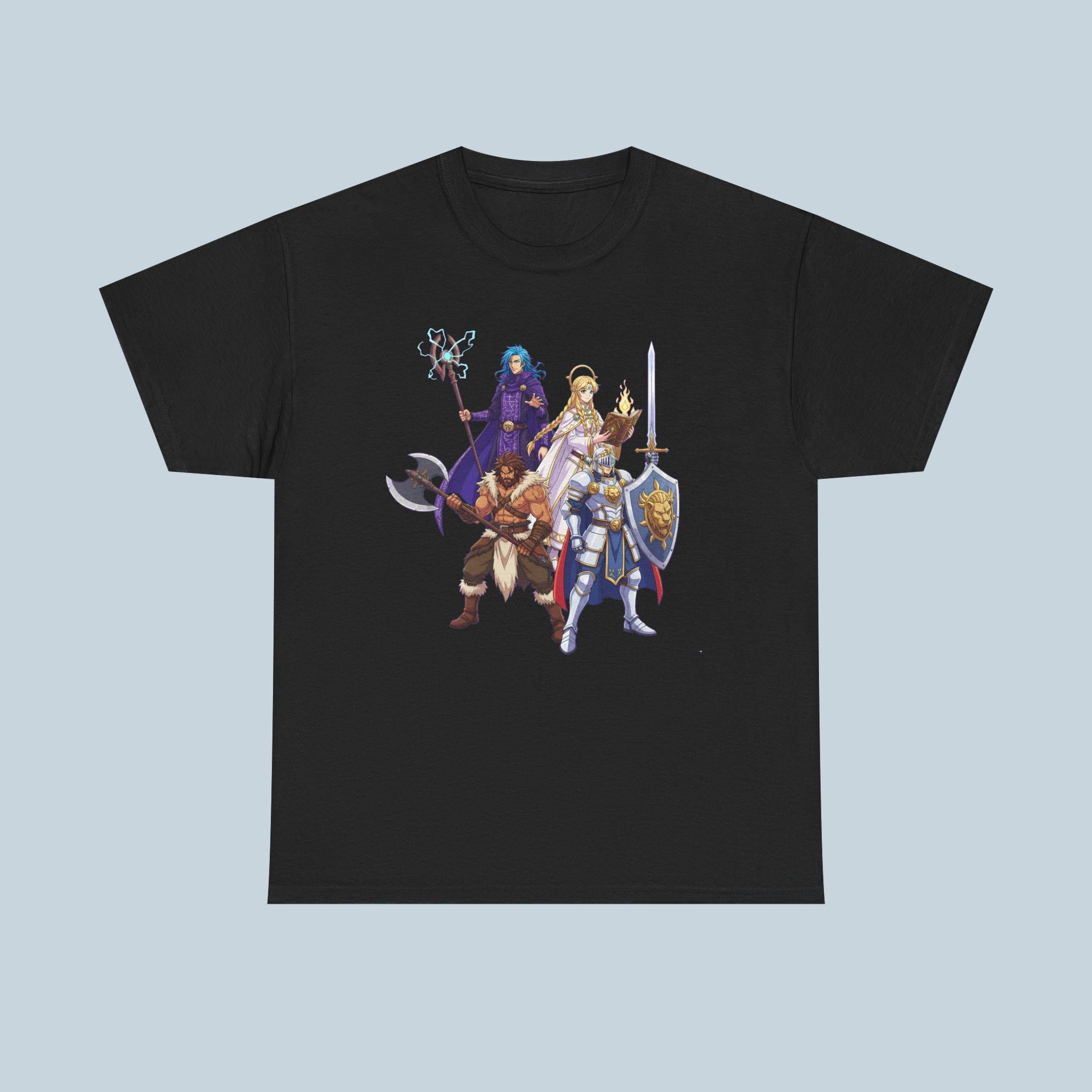 Paladin Cleric Mage Barbarian T-Shirt Fantasy RPG Party Anime Gamer Gift for D&D Fans and Dungeon Masters