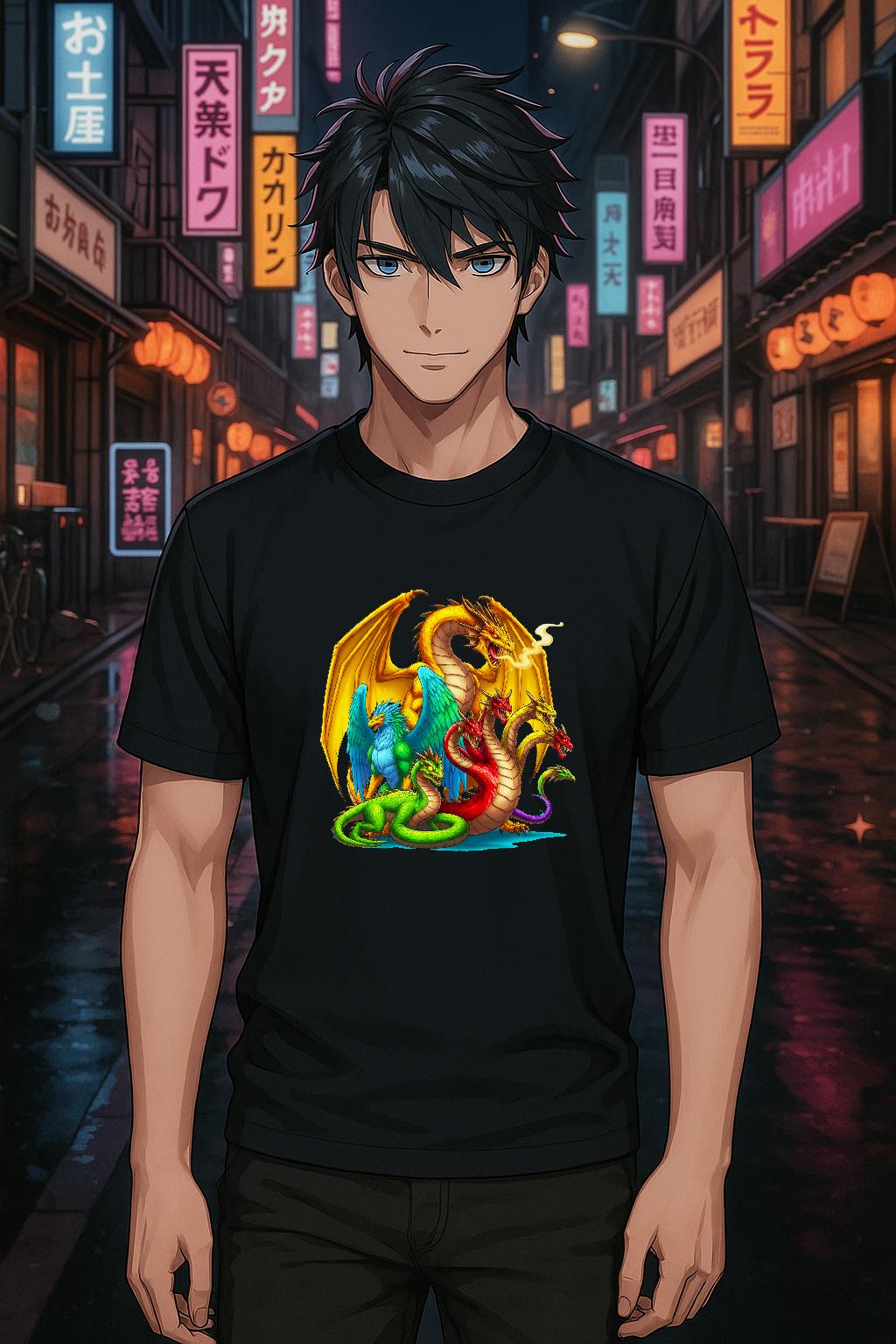 Dragon Hydra Griffin Basilisk T-Shirt Fantasy Monster Battle Shirt for RPG Gamers and Mythical Creature Fans