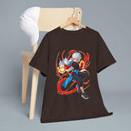 Fire Anime Fighter T-Shirt Neon Glow Power Pose Streetwear Gift for Anime Fans and Gamers