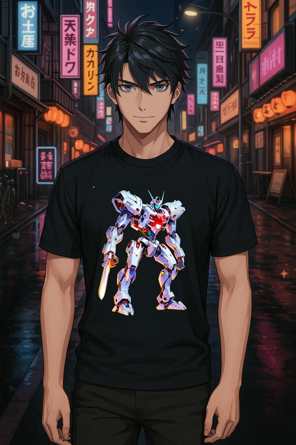 Retro Mech Anime T Shirt Robot Warrior Tee 80s Mecha Style Graphic Gift for Anime Fans and Gamers