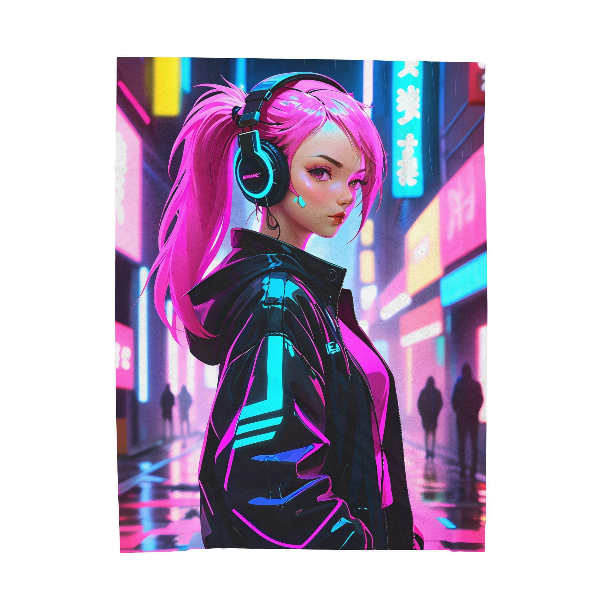 Cyberpunk Velveteen Plush Blanket, Cozy Throw for Gamers, Futuristic Home Decor, Soft Blanket for Home, Gift for Tech Lovers