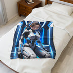 Cosmic Velveteen Plush Blanket, Cozy Throw Blanket, Sci-Fi Decor, Gifts for Her, Futuristic Bedroom Decor, Plush Blanket