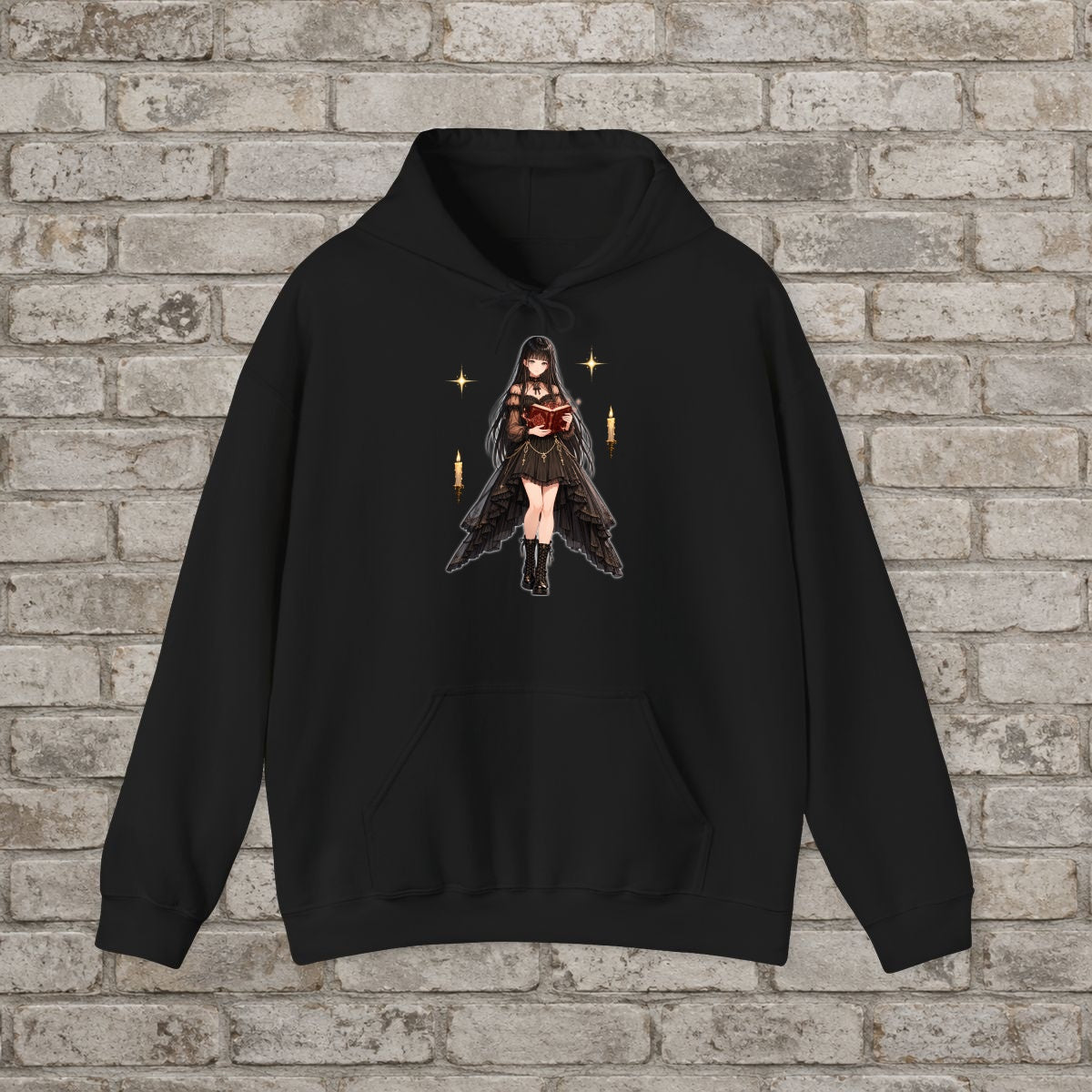 Occult Candlelit Grimoire Gothic Anime Hoodie
